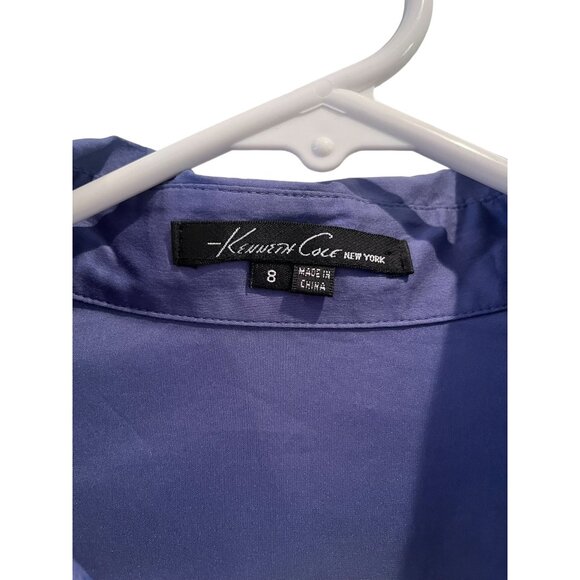 Kenneth Cole New York Womens Button-Up Shirt Size 8 Blue Cotton Blend - Picture 6 of 7